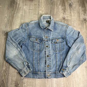 Vintage 70s Lee Mens Sanforized USA Union Made Denim Jean Trucker Jacket